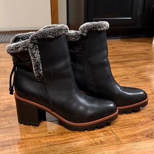 Black Faux Fur Lined Ankle Boots